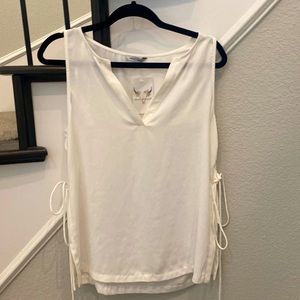 Naked Zebra Corset Tie Sleeveless Blouse In Ivory
